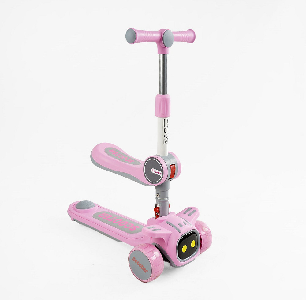 Самокат 5в1 Skyper колеса PU 125х40мм зі світлом платформа з підсвічуванням звук бампер Рожевий (TY-1061) Чернігів - фото 2