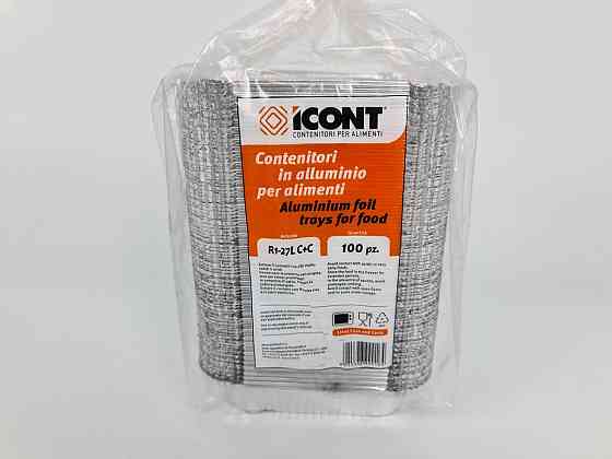 Контейнер із харчової алюмінієвої фольги прямокутний 310 мл R1-27L 100 шт. в пакованні (1 пачка) Харків