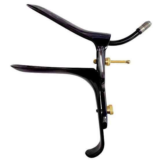 Вагинально-анальное зеркало Fetish Collection Speculum из нержавеющей стали, чёрно-золотое, 15 см Sex Aura Киев