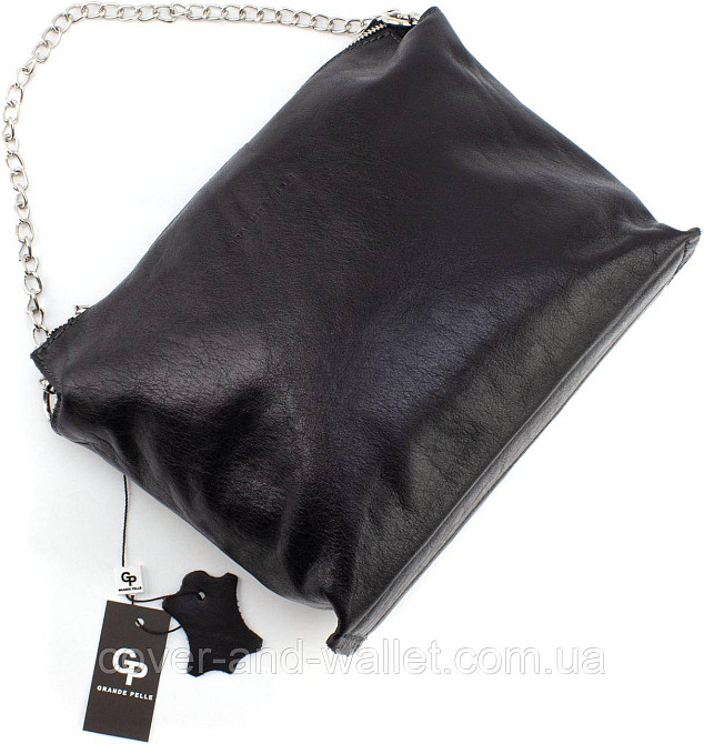 Женская сумка-трапеция из гладкой итальянской кожи черного цвета Grande Pelle 74641 Киев - изображение 4