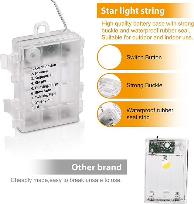 Светодиодная гирлянда снежинки Remifa 40 LED 6м 8 режимов с пультом Днепр - изображение 3