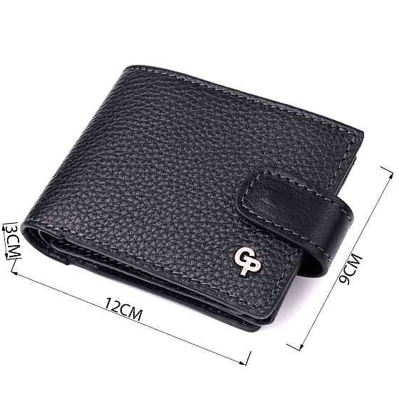 Стильне портмоне з люксової зернистої шкіри флотар GRANDE PELLE 22875 Чорний Київ