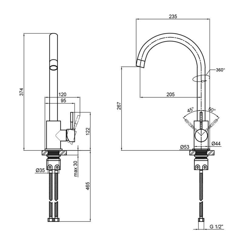 Змішувач для кухні Lidz (GRA) 12 32 015F-8, пісок Київ - фото 2
