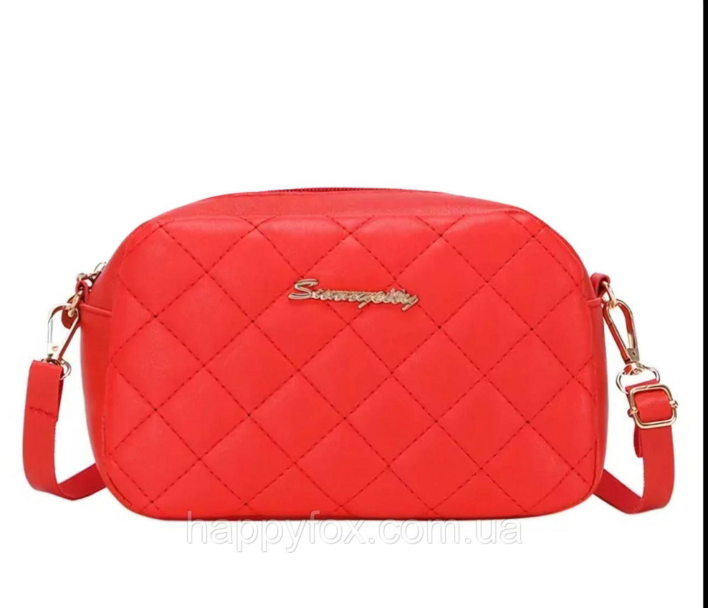 Червона модна сумка жіноча через плече з ромбовидною вишивкою, повсякденна жіноча сумка для дрібниць Львов - изображение 1