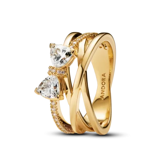 Каблучка Pandora Іскристий бант з покриттям 14k золотом 163511C01 54 Київ