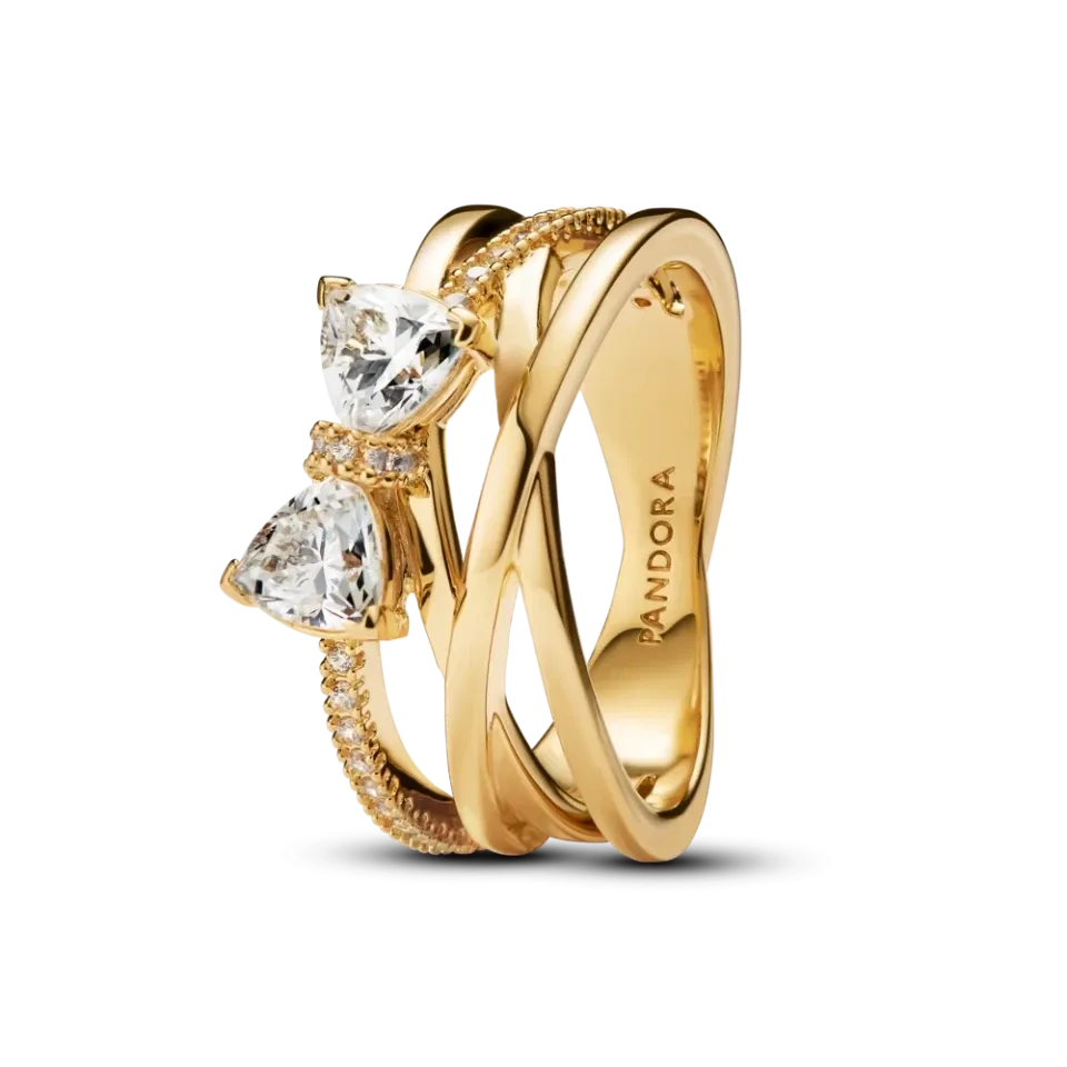 Кольцо Pandora Искрящийся бант с покрытием 14k золотом 163511C01 54 Киев - изображение 1