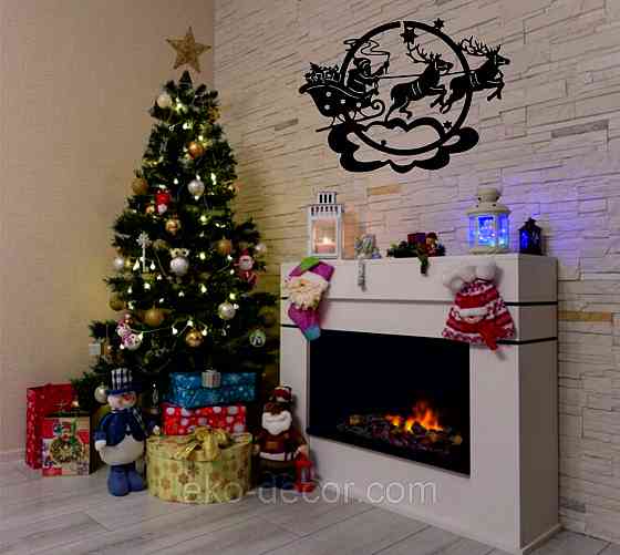 Декоративное настенное Панно «Новый год», Декор на стену 70*51 см, Чёрный Киев