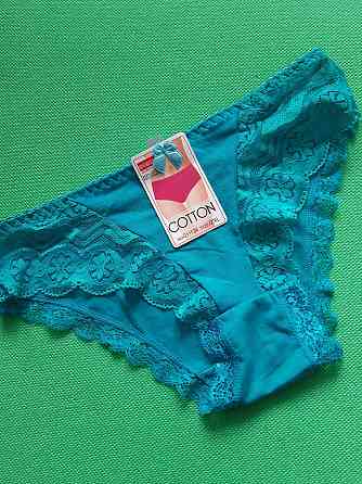 Бірюзові труси 44 розмір, зі вставками мережива, 95% cottone, 5% спандекс Київ