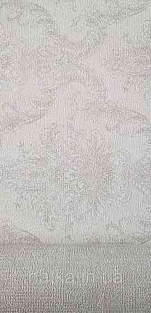 Шпалери вінілові на флізеліні Rasch Golden Hour метрові вензель завитки коричневі світло-сірі срібло на білому Київ