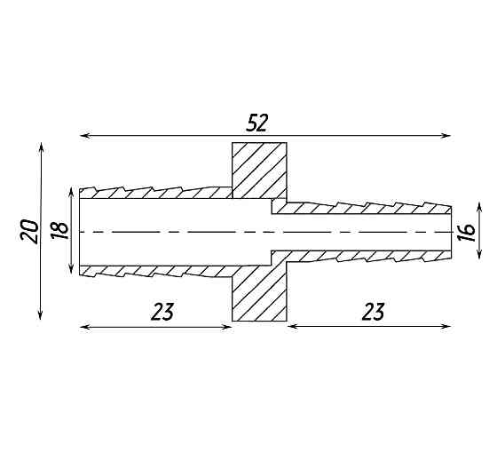 Трубка соединительная прямая редукционная никелированная 18мм х 16мм штампованная А05314А(нк) VA (000026841) Киев