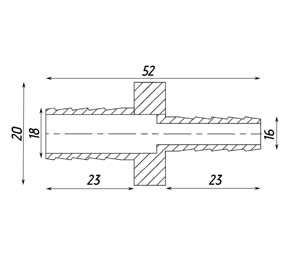 Трубка соединительная прямая редукционная никелированная 18мм х 16мм штампованная А05314А(нк) VA (000026841) Киев - изображение 2