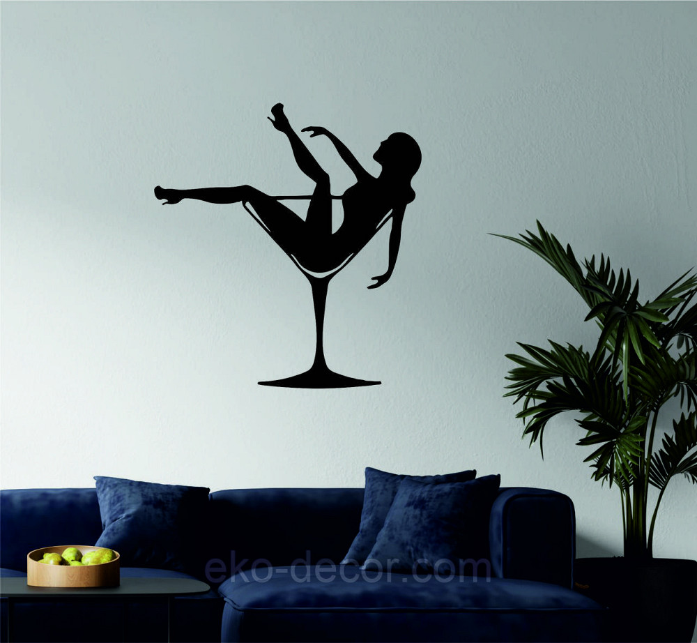 Декоративное настенное Панно «Девушка в бокале», Декор на стену 90*84 см, Черный Киев - изображение 1