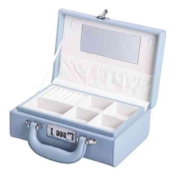 Шкатулка для украшений из эко кожи 2 яруса с кодовым замком органайзер для ювелирных изделий HP-5-24BL Киев