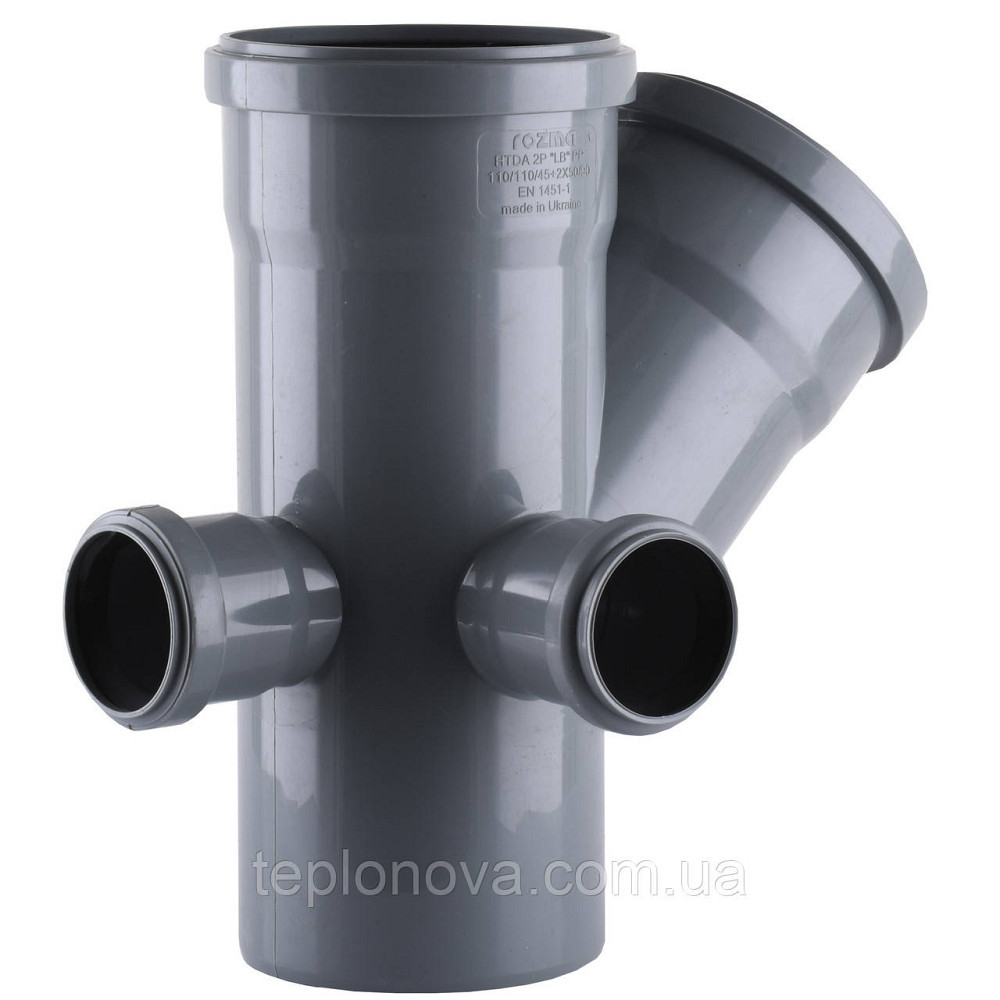 Крестовина VSplast 2пл перех 110х110х45°+2(50х90°) (отвод слева и сзади) Черновцы - изображение 1