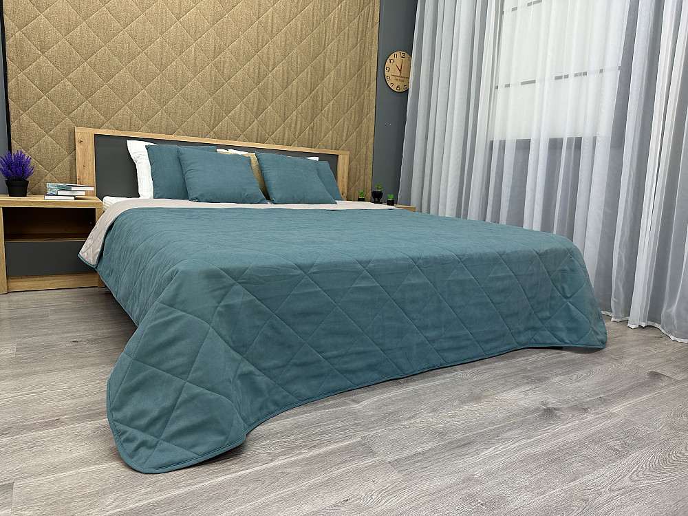 Покрывало стеганое Decorator Sparta Diamond ромб 240х260 см серо-голубой (85-063) Киев - изображение 2