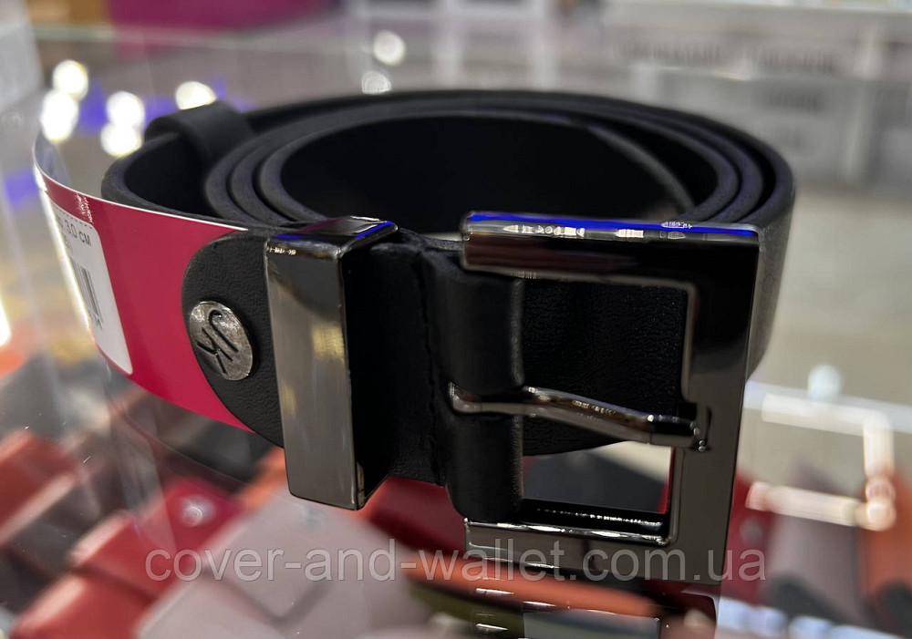 Жіночий ремінь з італійської шкіри чорного кольору з квадратною пряжкою 30 мм PS Leather Київ - фото 5