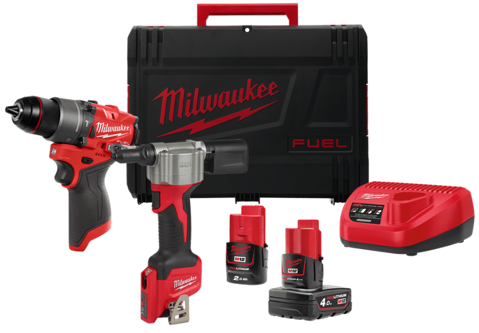 Набір акумуляторних інструментів M12 FPP2D2-422X FUEL POWER PACK IN2 (дриль-шуруповерт акумуляторний безщітковий, заклепочник ак Одеса - фото 1