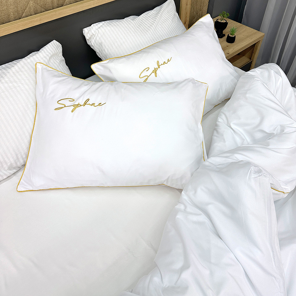 Комплект постільної білизни Сатин, Двоспальний 180х220 Білий (88-153) Київ - фото 1