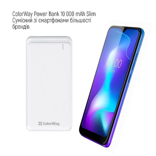 Павербанк 10000 mAh ColorWay CW-PB100LPF2WT slim білий Житомир - фото 9