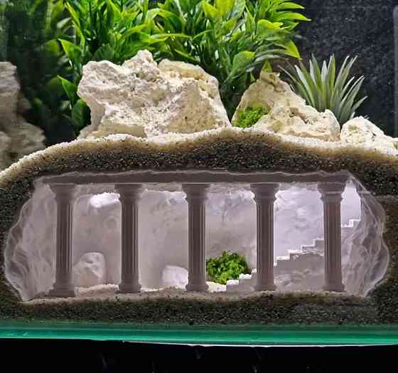 Грот для аквариума с колоннами декоративная пещера укрытие для рыб аквариумный декор Киев