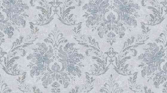 Шпалери метрові вінілові на флізеліні Sintra Classic класика вензель структурні сріблясті на білому 406649 Київ
