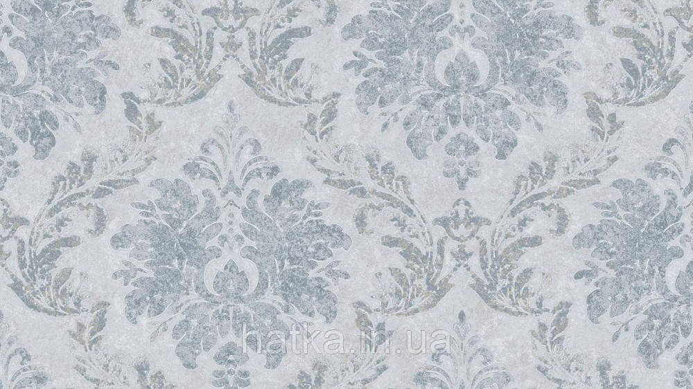 Шпалери метрові вінілові на флізеліні Sintra Classic класика вензель структурні сріблясті на білому 406649 Київ - фото 2