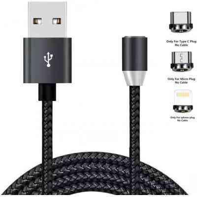 Дата кабель USB 2.0 AM to Lightning + Micro 5P + USB-C 1.2m Magneto bla XoKo (SC-350MGNT-BK) Винница