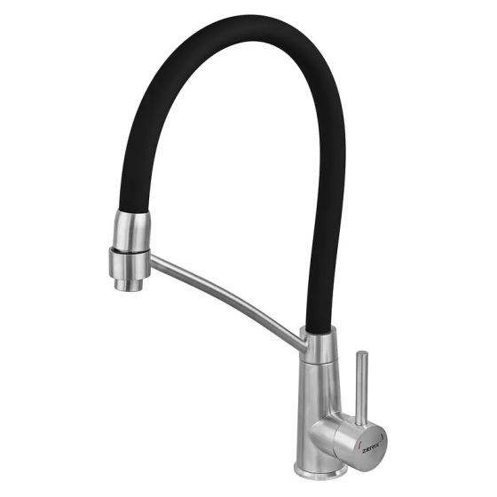 Кухонный смеситель Zerix FUL-017 Refl.Black с силиконовым изливом из нержавеющей стали SUS304 (черный излив) ZX5992 Харьков