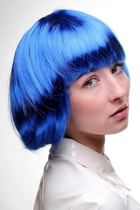 Перука жіноча синя короткий боб каре, синтетичне волосся для карнавалу, Гелловіна, вечірок косплей Синя Київ - фото 2