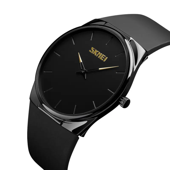 Наручний класичний годинник Skmei 1601S Чорний з чорним Вінниця - фото 1