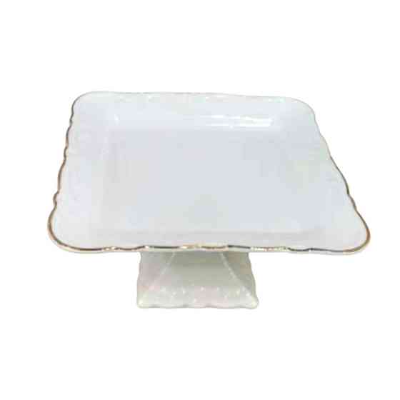 Тортівниця порцелянова на ніжці 20×20 (см) квадратна підставка для торта капкейків тістечок, страва для десертів святковий посуд Київ