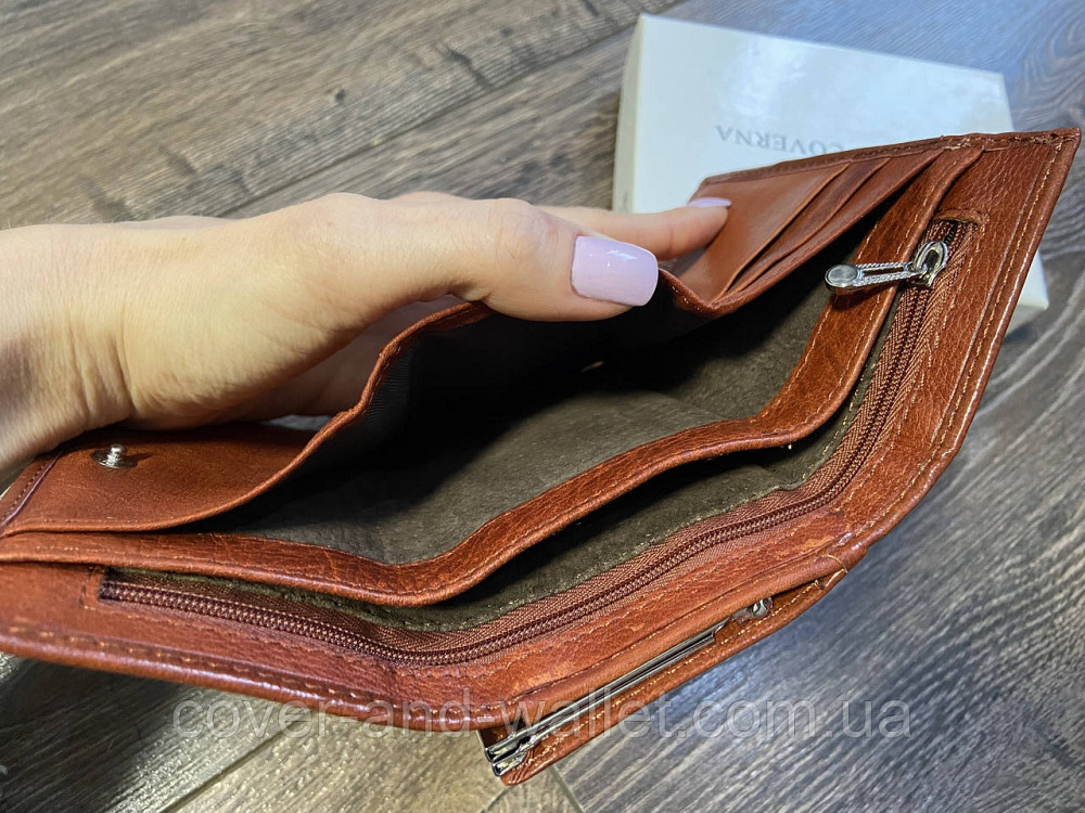 Компактний жіночий шкіряний гаманець з монетницею світло-коричневий Marco Coverna Київ - фото 6