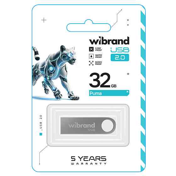 Flash Wibrand USB 2.0 Puma 32Gb Silver (WI2.0/PU32U1S) Київ