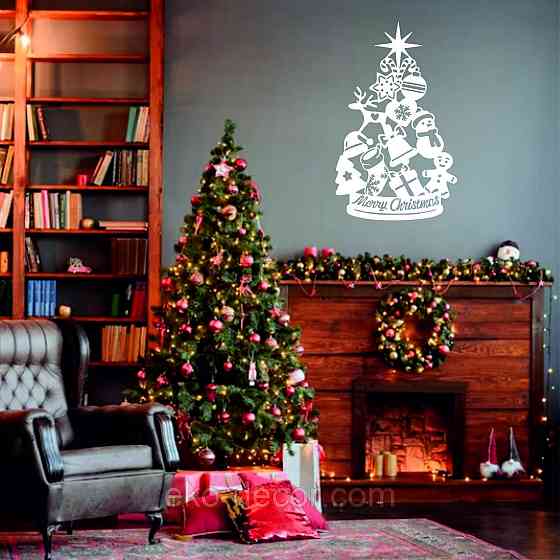 Декоративное настенное Панно «Новый год», Декор на стену 110*67 см, Белый Киев