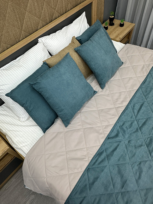 Покрывало стеганое Decorator Sparta Diamond ромб 240х260 см серо-голубой (85-063) Киев - изображение 3