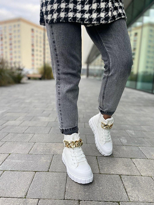 Кеды женские белые эко-кожа размер 37-41 (4759) Коломия - фото 8