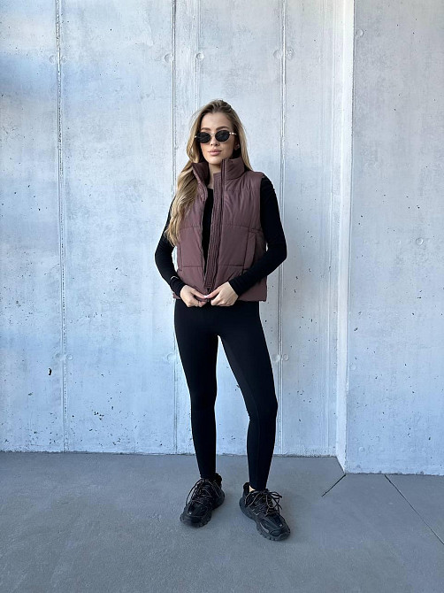 Жіноча тепла жилетка на блискавці плащівка емі на силіконі Шоколад, 46/48 Одеса - фото 9