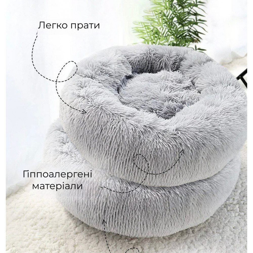 Лежанка для кошек и собак Incor «Ворс» серая XL (70см) Киев - изображение 5