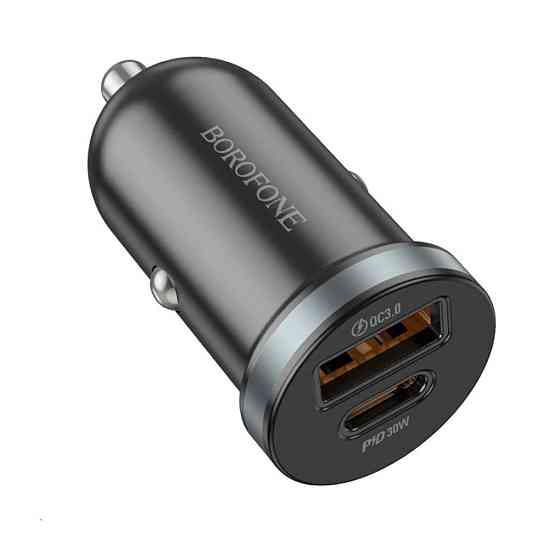 Автомобільний зарядний пристрій BOROFONE BZ22 Scenery dual port PD30W+QC3.0 car charger Black (6941991105180) Київ
