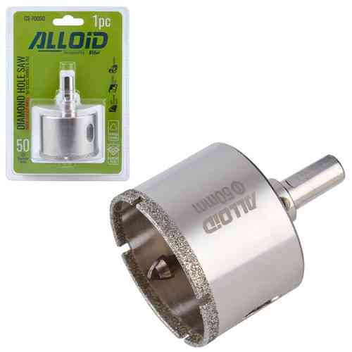 Свердло корончате алмазне по склу та кераміці 50мм з центрувальним свердлом Alloid Одеса
