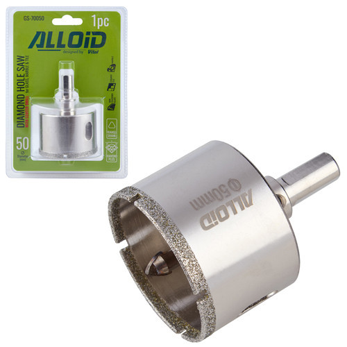 Свердло корончате алмазне по склу та кераміці 50мм з центрувальним свердлом Alloid Одеса - фото 1