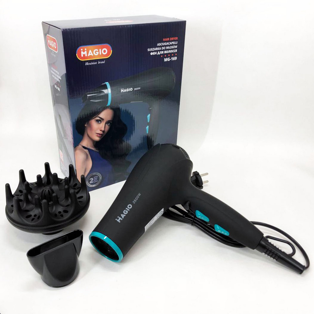 Професійний фен для укладання волосся з насадкою Magio MG-169, Класичний фен для волосся AB-23 Львів - фото 2