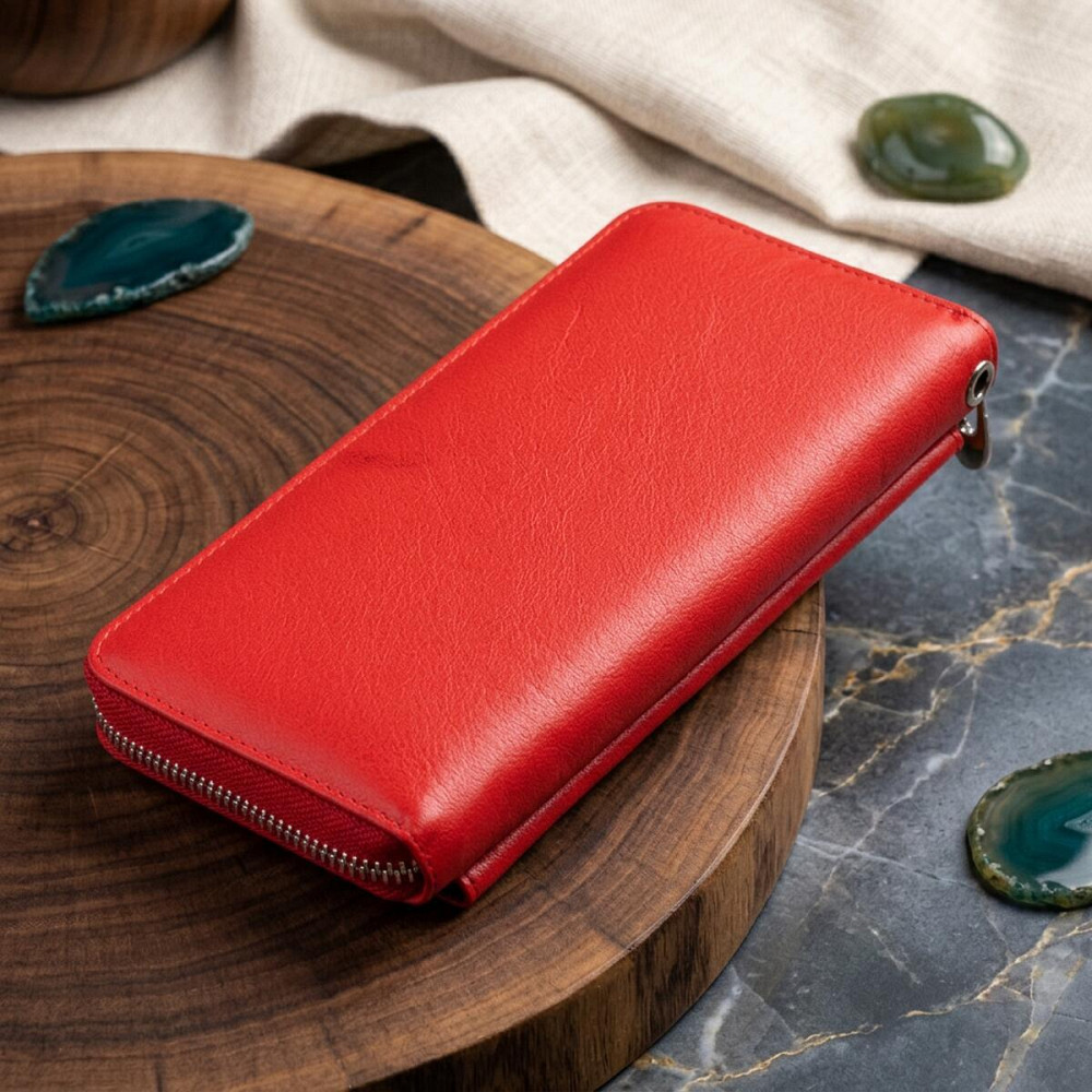 Жіночий шкіряний клатч для карток і телефона червоний (ST Leather) Київ - фото 12