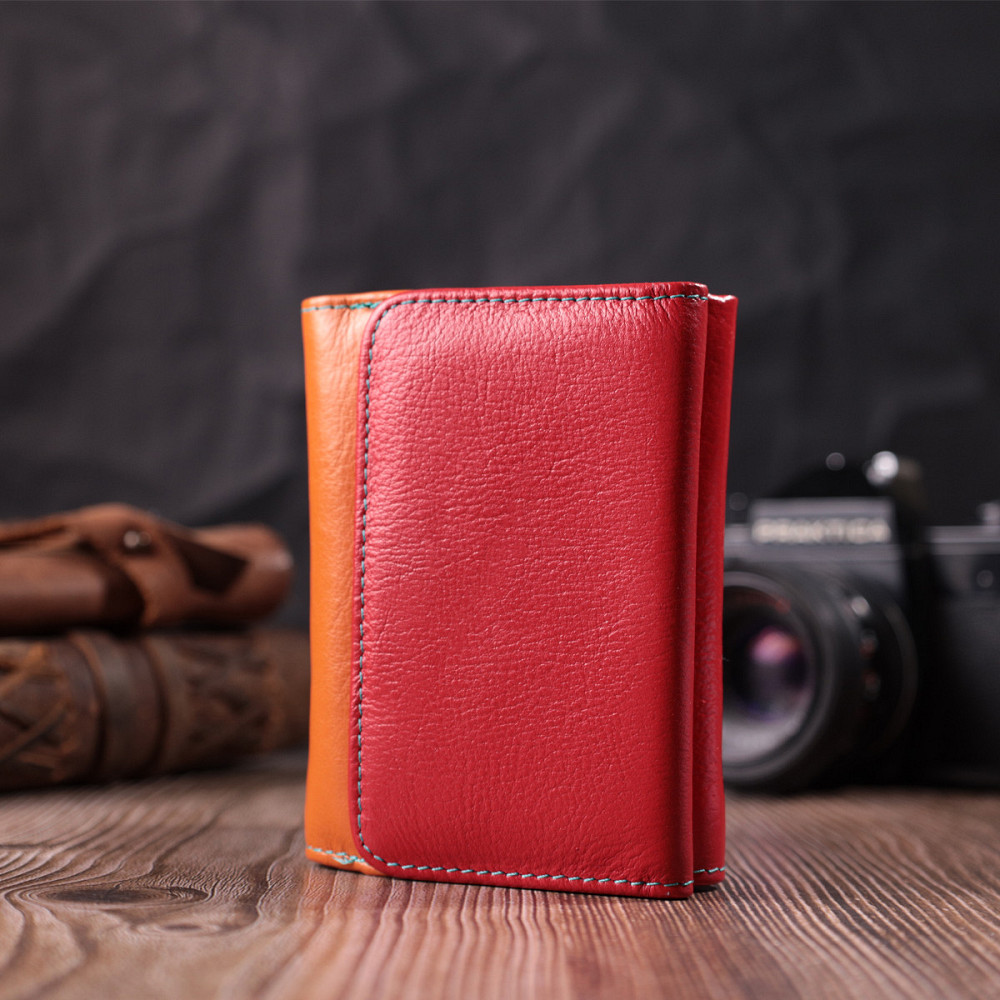 Яскравий гаманець для дівчат із натуральної шкіри ST Leather 22498 Різнокольоровий Київ - фото 8