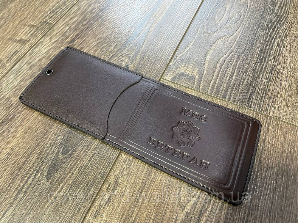 Шкіряна обкладинка ветеран МВС з кишенею для карток Київ - фото 4