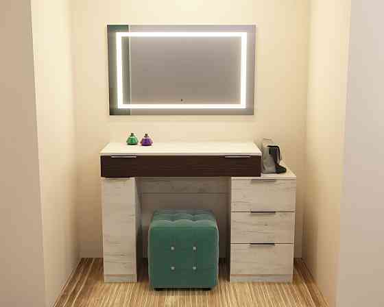 Стол туалетный Трюмо Кристалл, Дуб Крафт Белый/Венге Магия, 1200/452/847 Львов