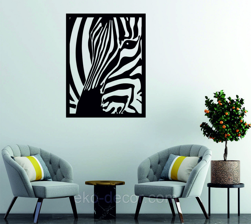 Декоративное настенное Панно «Зебра» Декор на стену 110*84 см Киев - изображение 3