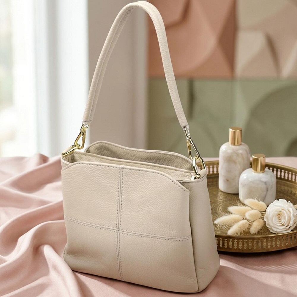 Жіноча шкіряна сумка з трьома секціями Vintage 22980 Білий Київ - фото 11