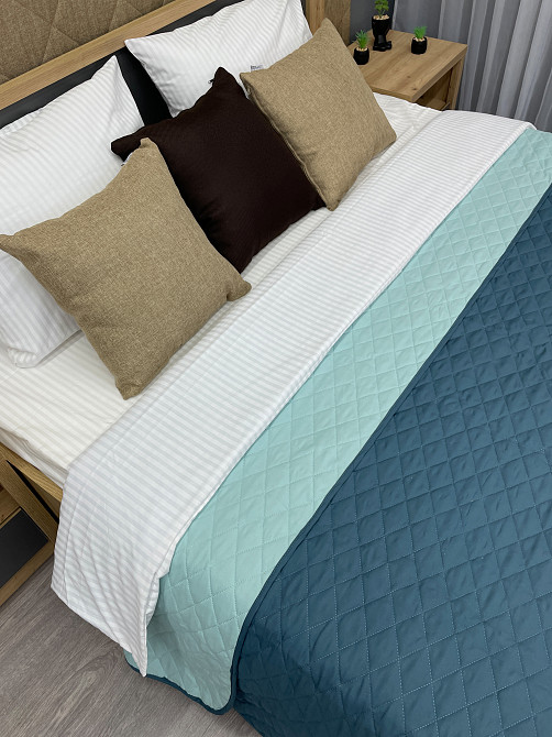 Покрывало двустороннее Decorator Microfiber ромб 160х215 см синий с голубым (85-011) Киев - изображение 3