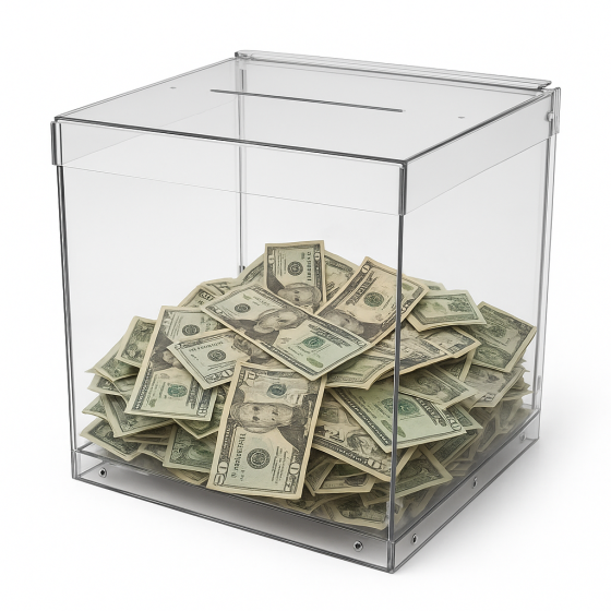 Ящик EKOSTAR без замка для сбора денег 150x150x150 мм. Объем 3,3 литра. Киев